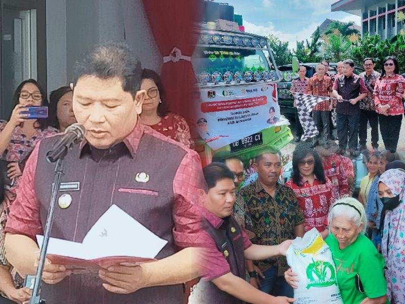 Penjabat Bupati Minahasa, Jemmy Kumendong Melounching Penyaluran Bantuan Pangan Cadangan Beras Pemerintah Tahun 2024
