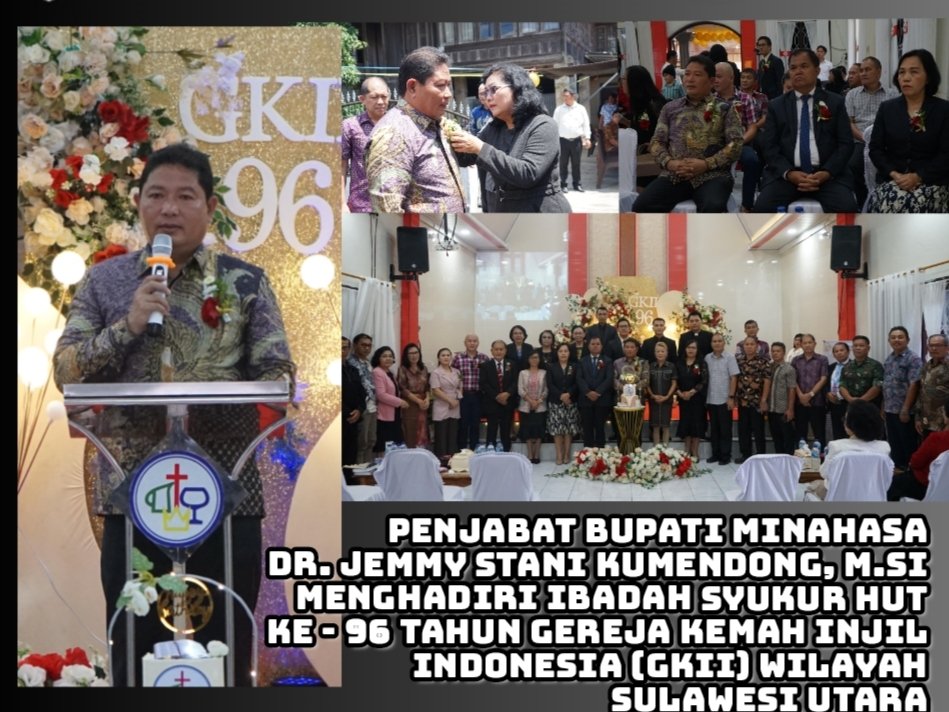 HUT Ke-96 GKII Wilayah Sulawesi Utara, Bupati Kumendong Hadiri Ibadah Syukur