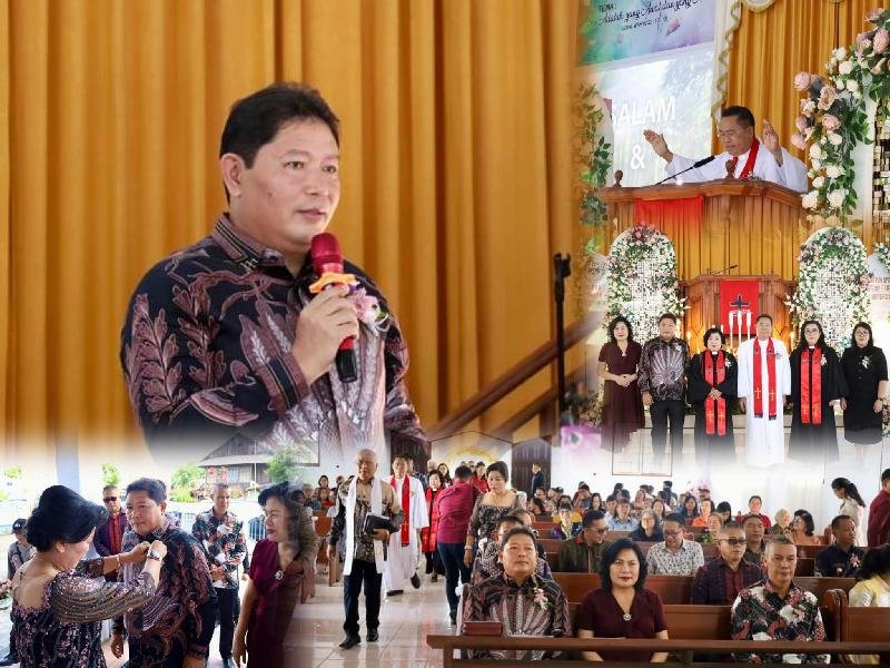Bupati Kumendong Hadiri Ibadah Pelantikan dan Serah Terima Ketua BPMJ Eklesia Wengkol