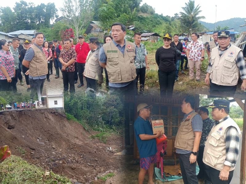Pantau Lokasi Bencana Banjir dan Tanah Longsor, Bupati Kumendong Dampingi Wagub Steven Kandouw