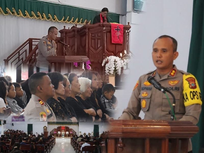 Hadiri Ibadah Minggu di GMIM Sion Sentrum Kawangkoan, Kapolres Minahasa Beri Sambutan Kamtibmas Saat Warta