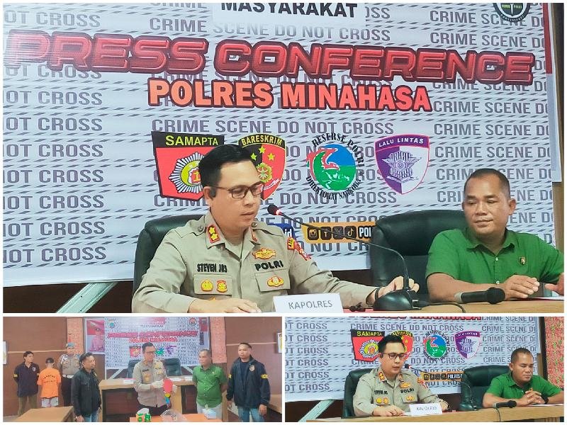 Polres Minahasa Gelar Konferensi Pers Pembunuhan di Langowan Barat