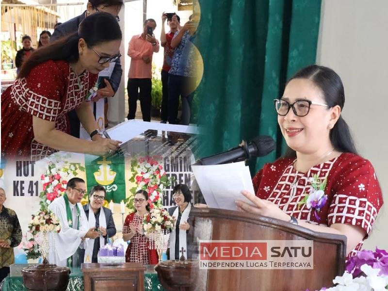 Wabup Vanda Sarundajang Hadiri Ibadah Syukur HUT ke-41 GMIM Eben Haezer Tombasian Bawah dan Resmikan Gedung Baru