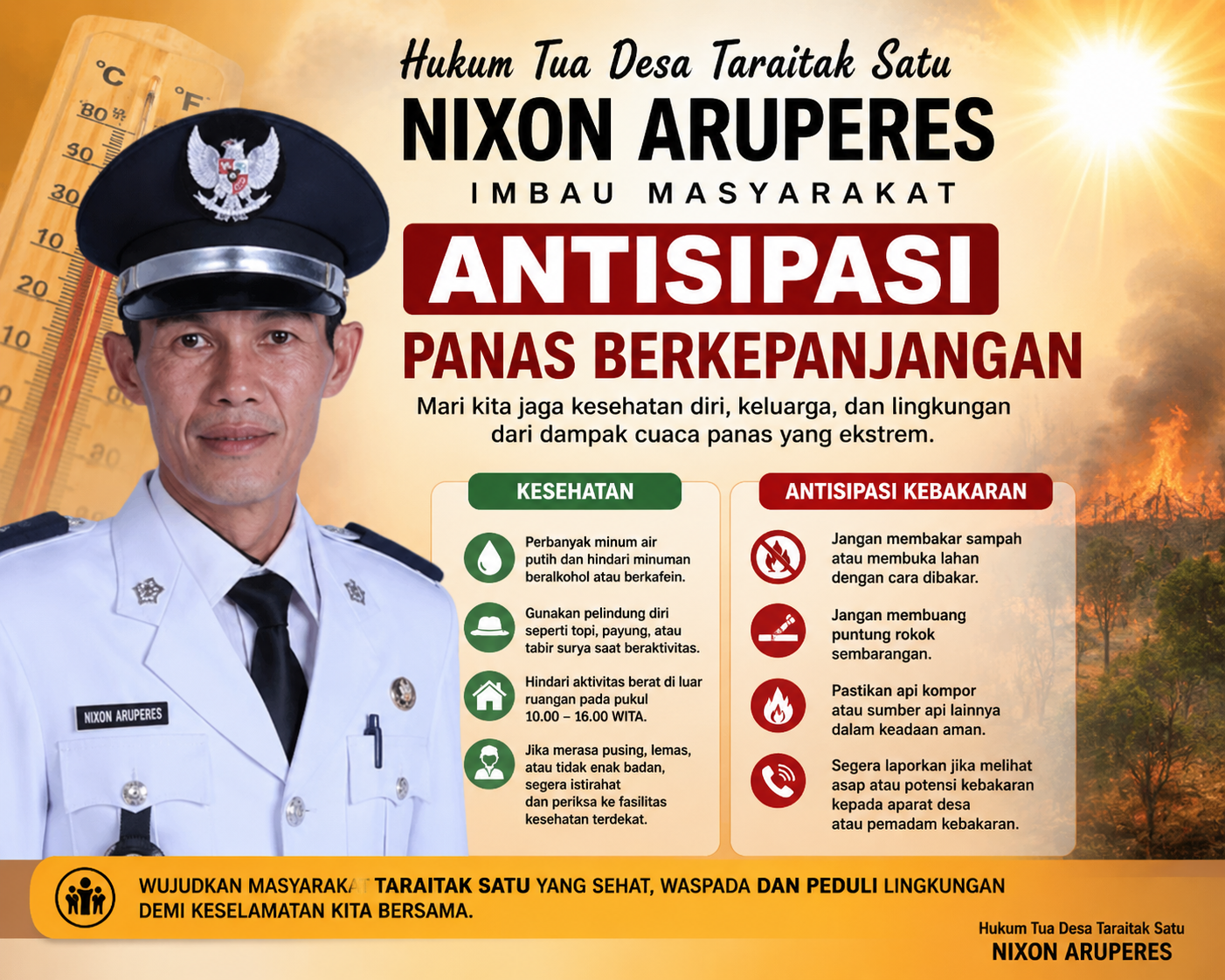 Dampak El Nino, Aruperes Imbau Masyarakat Desa Taraitak Satu Antsipasi Kebakaran